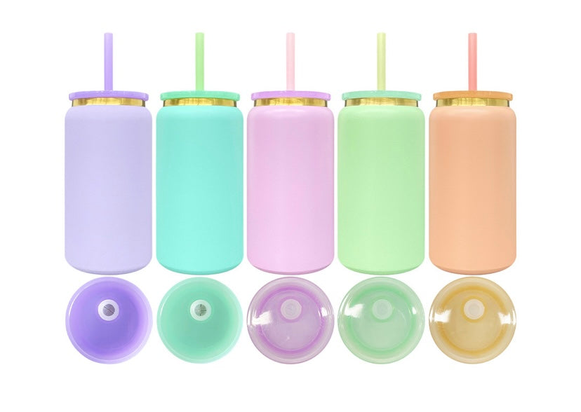 16oz Stainless Steel
Can with Colored PP Lids