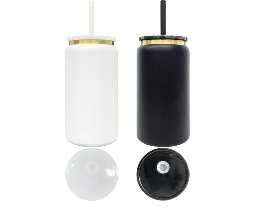16oz Stainless Steel
Can with Colored PP Lids